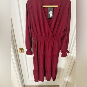 Elegant Burgundy Women's Dress